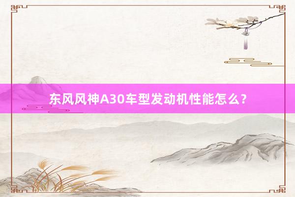 东风风神A30车型发动机性能怎么？