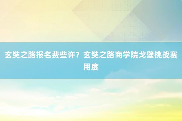 玄奘之路报名费些许？玄奘之路商学院戈壁挑战赛用度
